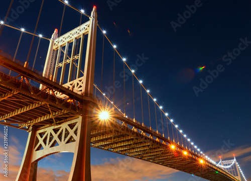 Triborough Bridge at night, in Astoria, Queens, New York. USA photo