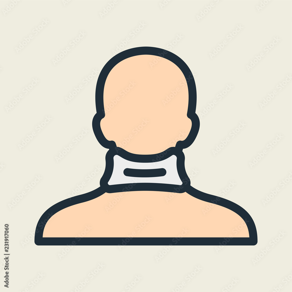 Fototapeta premium Broken Neck Injury Treatment&nbsp;Accident Flat Line Stroke Icon Pictogram