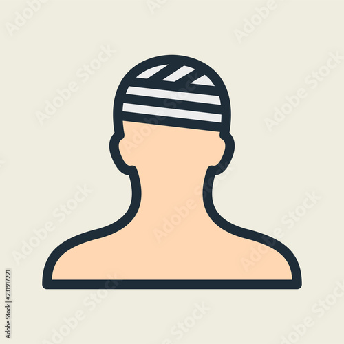Head Injury Treatment Accident Flat Line Stroke Icon Pictogram