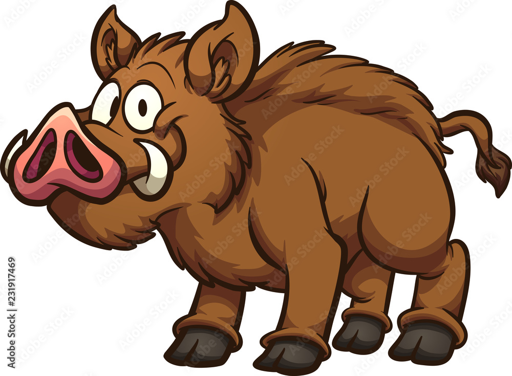 Happy cartoon boar. Vector clip art illustration with simple gradients. All in a single layer. Happy cartoon boar. Vector clip art illustration with simple gradients. All in a single layer.