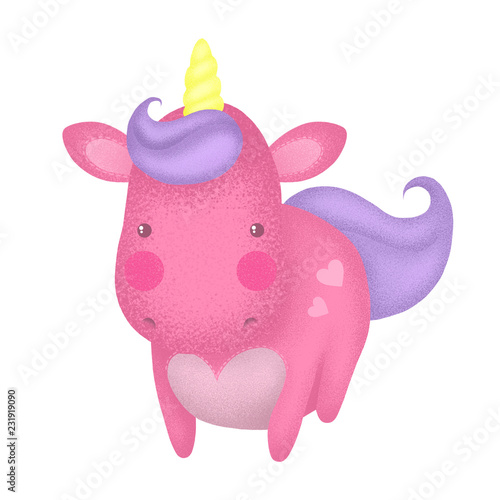 Fototapeta Naklejka Na Ścianę i Meble -  cute illustration with magic unicorn. mystical cute horse with a horn. child's illustration.