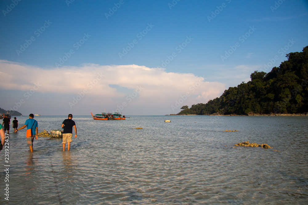 beach with rocks and sky