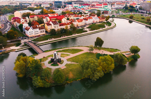 Minsk, Republic of Belarus. Top view aerial drone