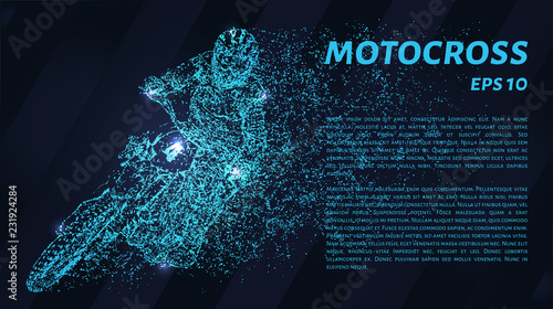 Motocross of blue glowing dots. The driver enters the turn.