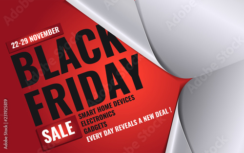 3d unfolding white paper revealing amazing black friday typography design banner