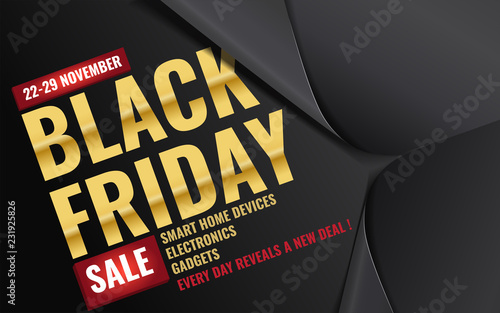 3d unfolding paper revealing amazing black friday typography design banner