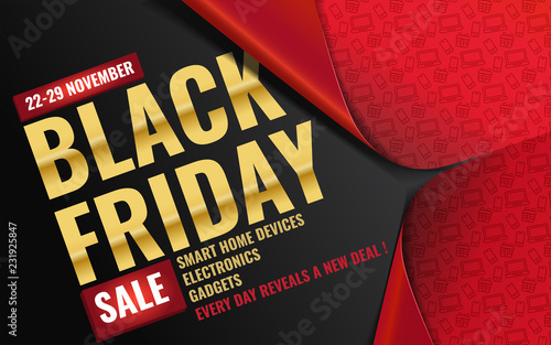 3d unfolding red paper revealing amazing premium black friday typography design banner