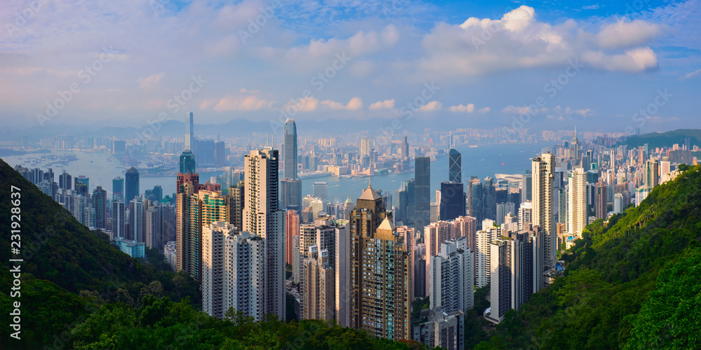 Fototapeta premium Hong Kong skyscrapers skyline cityscape view