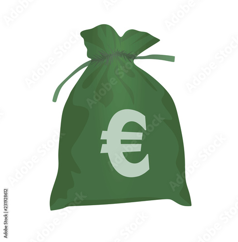 EUR coin bag. vector illustration