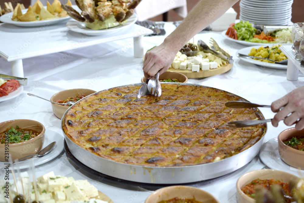 Obraz na płótnie gomleze , traditional homemade pastry , macedonian food w salonie