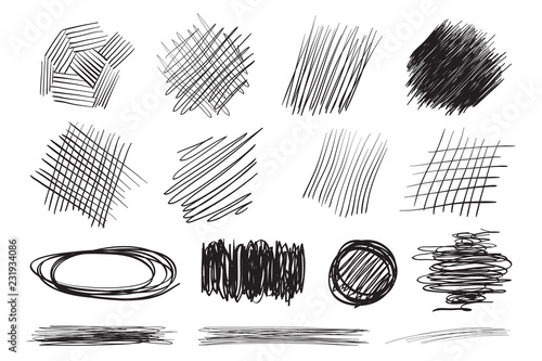 Backgrounds with array of lines. Intricate chaotic textures. Wavy backdrops. Hand drawn tangled patterns. Black and white illustration. Elements for posters and flyers