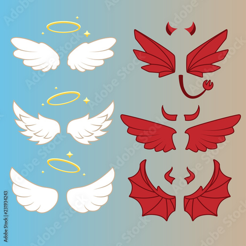 Angel and devil wings