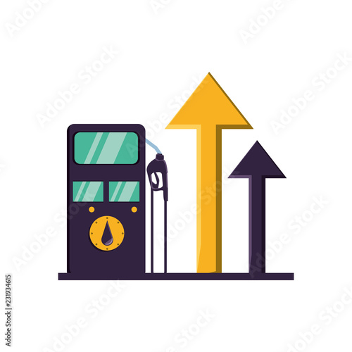 gasoline service station with arrows