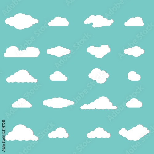 Clouds. Vector illustration of a cloud icon. Set of different clouds.