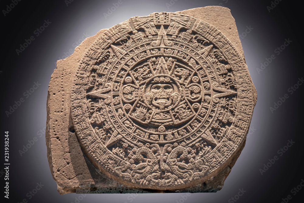 Aztec Calendar in high definition and clipping path. Great lightning