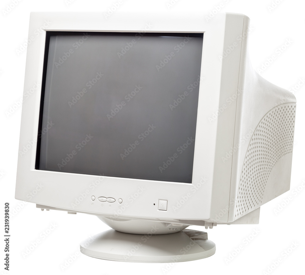 Old CRT computer monitor isolated on white Old CRT computer monitor isolated on white