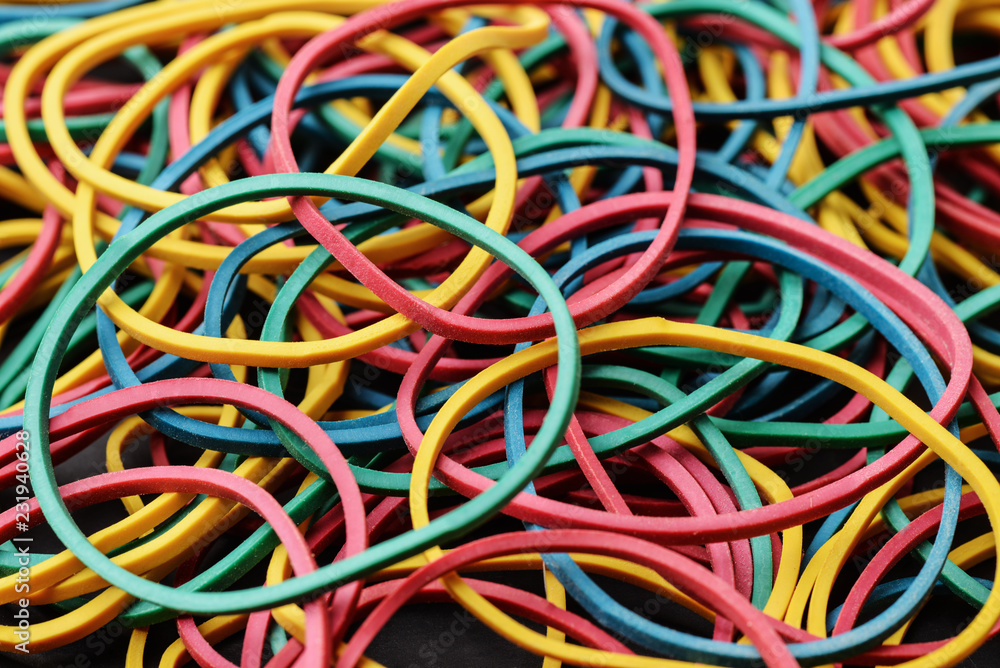Close up of colorful  rubber bands