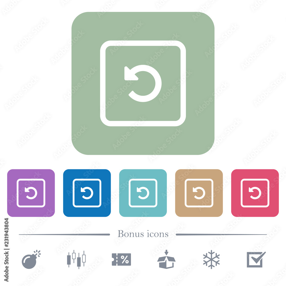 Rotate object left flat icons on color rounded square backgrounds Rotate object left flat icons on color rounded square backgrounds