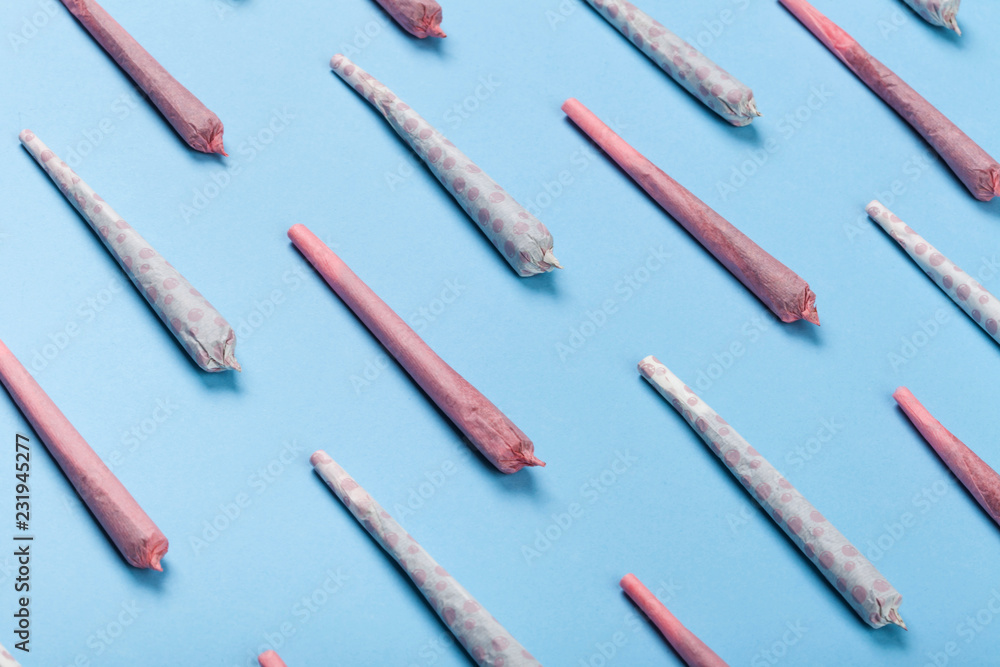 Pink & Bubble Joints Pattern on Blue Background Pink & Bubble Joints Pattern on Blue Background