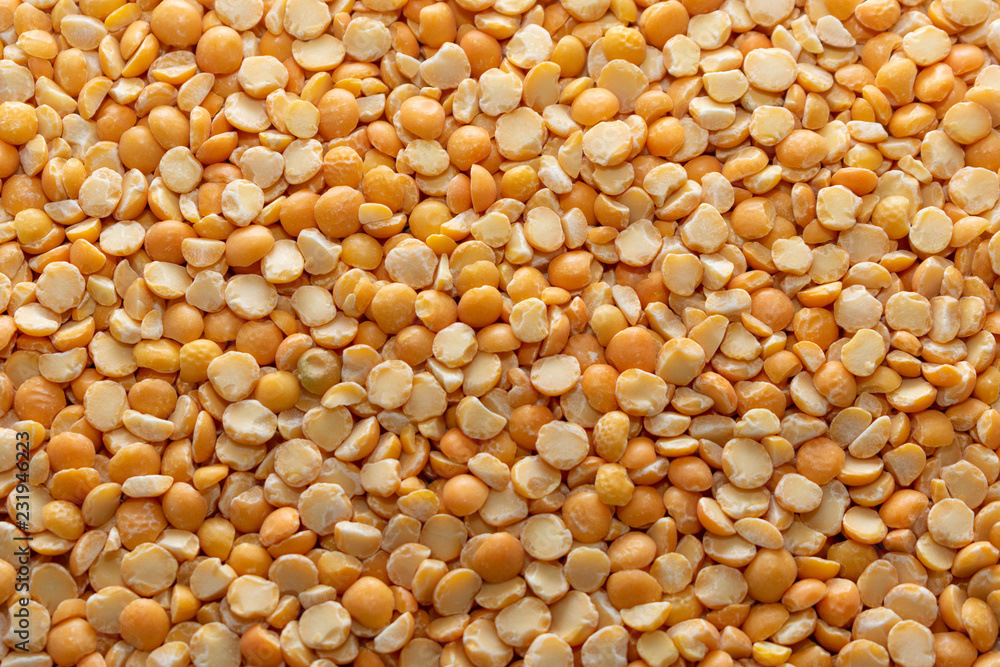 yellow dry split peas, healthy food for vegetarians, closeup yellow dry split peas, healthy food for vegetarians, closeup