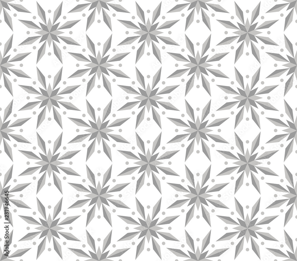 Vector seamless pattern with ornamental snowflakes. Elegant Christmas background. Art deco texture. Vector seamless pattern with ornamental snowflakes. Elegant Christmas background. Art deco texture.