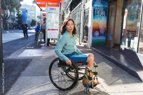 Young woman in wheelchair