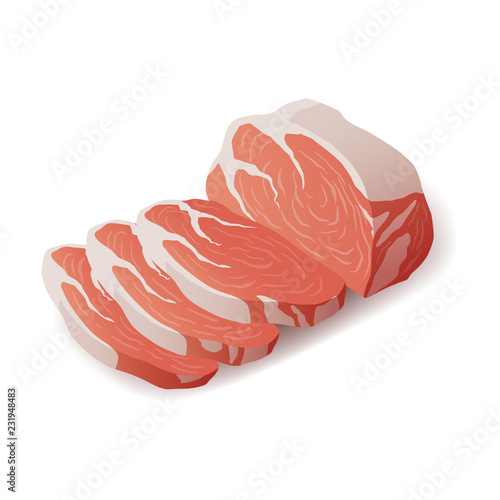 Raw fresh meat marble beef steak vector isolated on white. Fresh meat icon