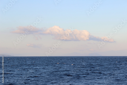 Seascape blue sea horizon and blue sky