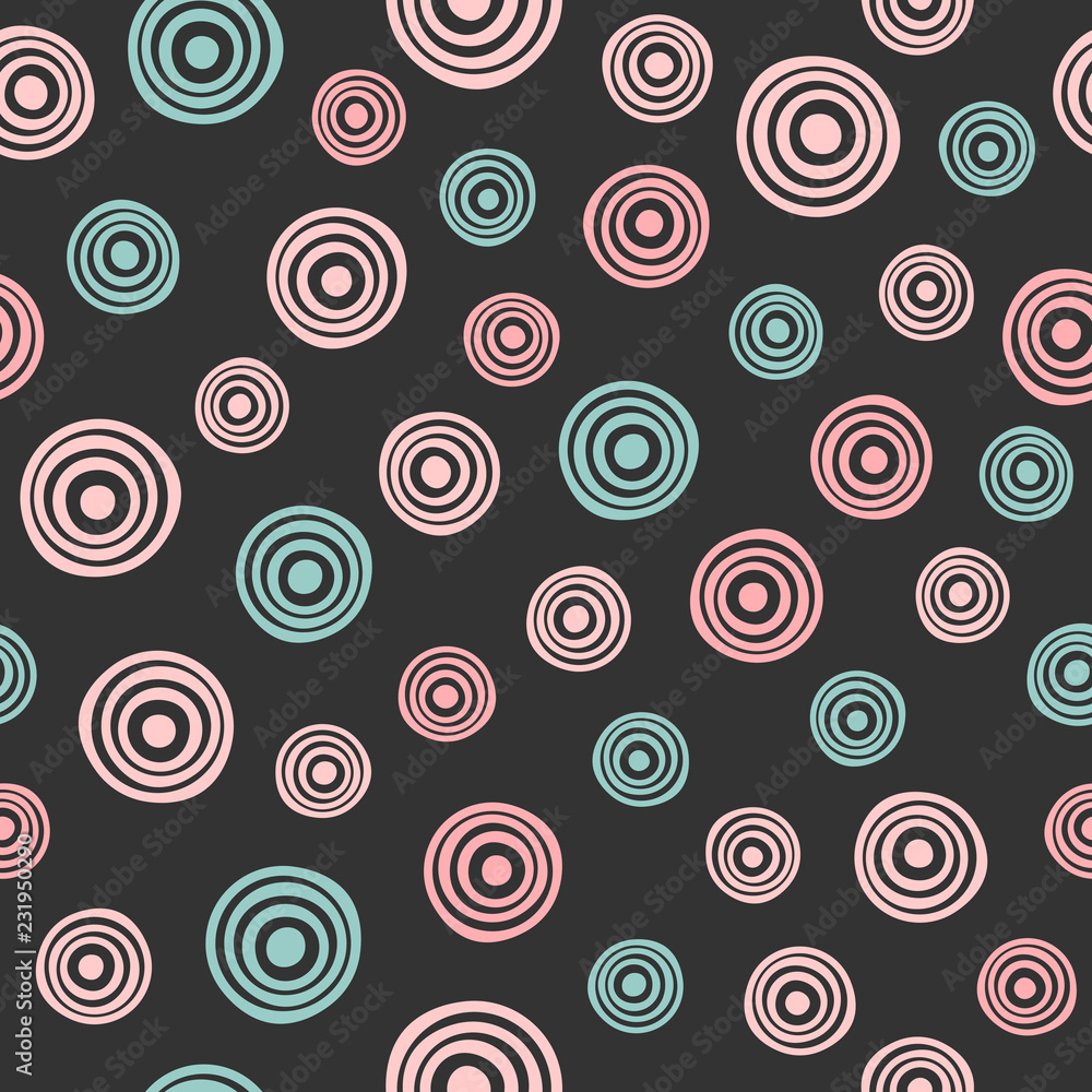 Seamless pattern with uneven rounded elements. Sketch, doodle.
