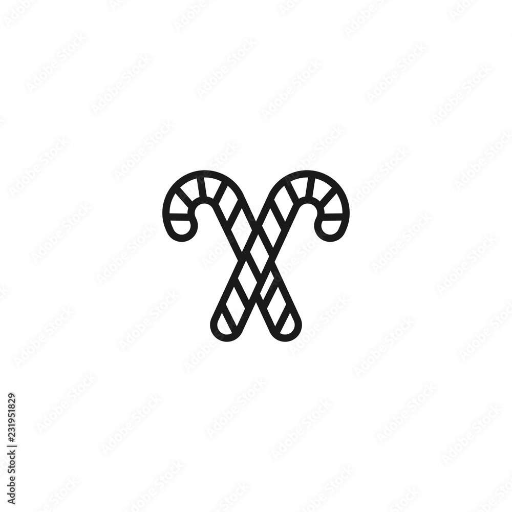 Candy cane line icon. Christmas lollipop vector illustration isolated on white. Striped candy outline style design, designed for web and app. Eps 10 Candy cane line icon. Christmas lollipop vector illustration isolated on white. Striped candy outline style design, designed for web and app. Eps 10
