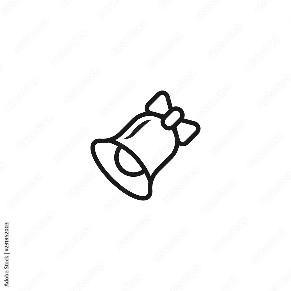 Bell with bow thin line icon. Christmas bell vector illustration isolated on white. Jingle bell outline style design, designed for web and app. Eps 10 Bell with bow thin line icon. Christmas bell vector illustration isolated on white. Jingle bell outline style design, designed for web and app. Eps 10
