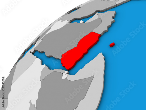 Yemen on 3D globe.