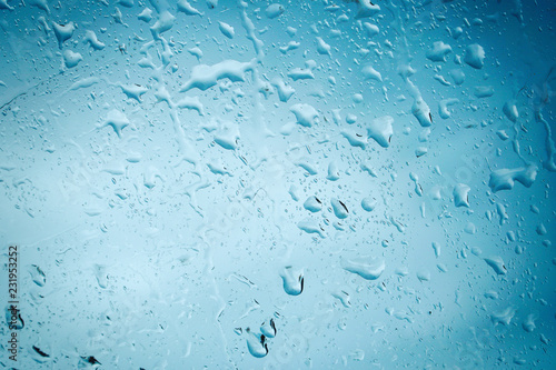 Water drops on glass for background