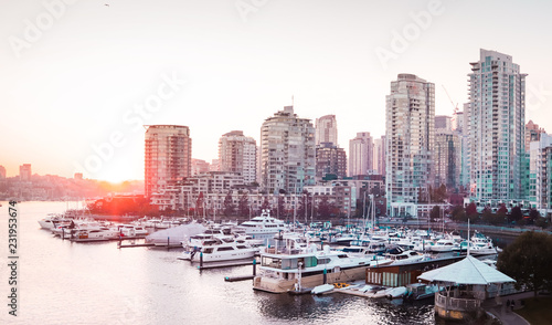 False Creek and Yaletown in Vancouver at sunset