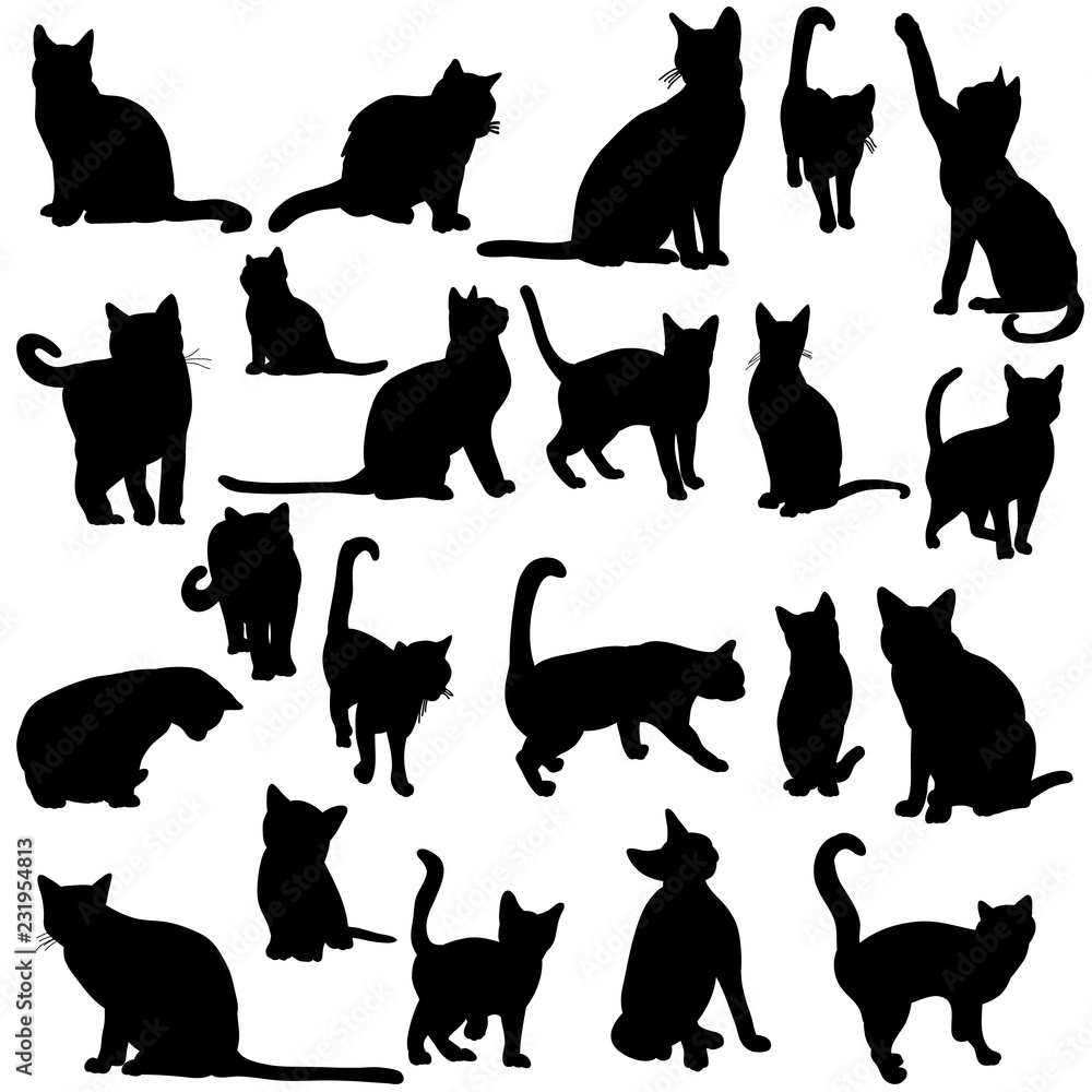 silhouette of the cat set