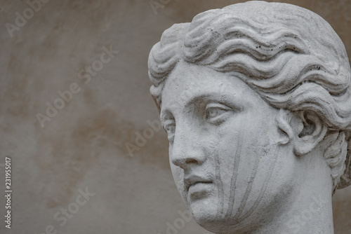 Ancient statue of sensual Italian renaissance era woman, Potsdam, Germany, details, closeup © neurobite