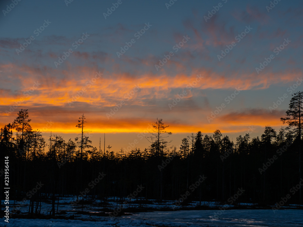 Sunset at Lentiira, Kuhmo, Finland