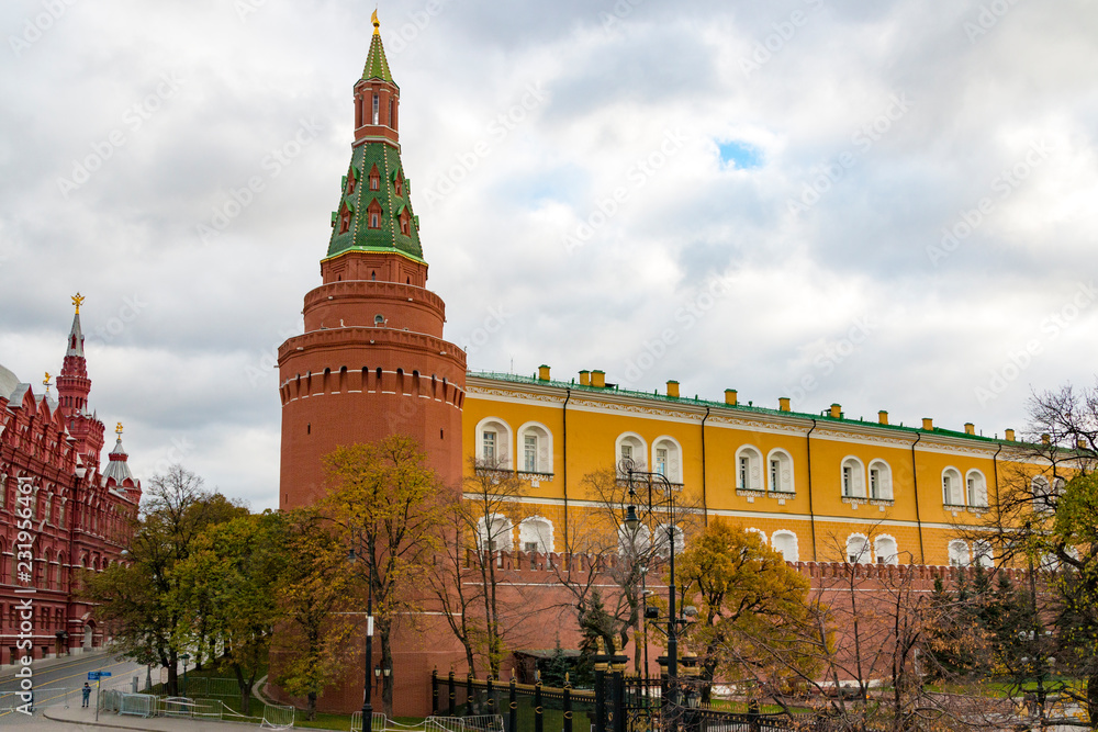 Corner Arsenal Tower of Moscow Kremlin in autumn