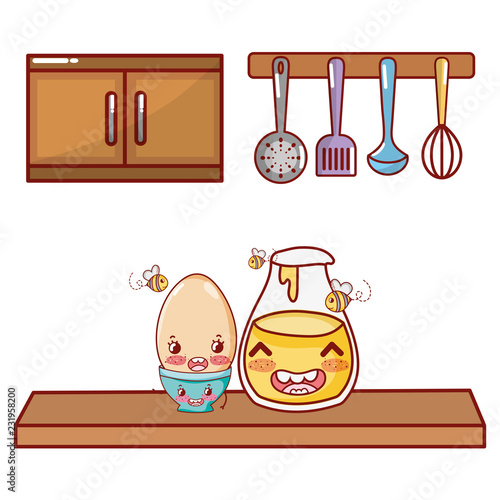 Kitchen and food kawaii cartoons