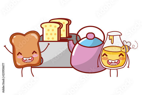 Kitchen and food kawaii cartoons