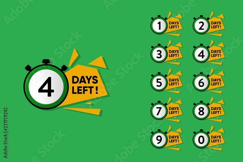 countdown Number of days left badge can be use for promotion and for sale,  landing page, template, ui, web, mobile app, poster, banner, flyer