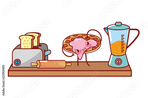Kitchen and food kawaii cartoons