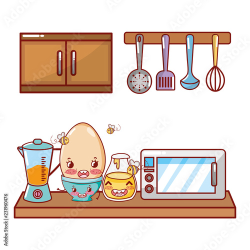 Kitchen and food kawaii cartoons