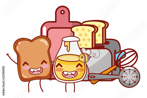 Kitchen and food kawaii cartoons