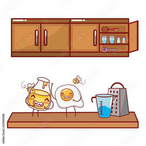 Kitchen and food kawaii cartoons