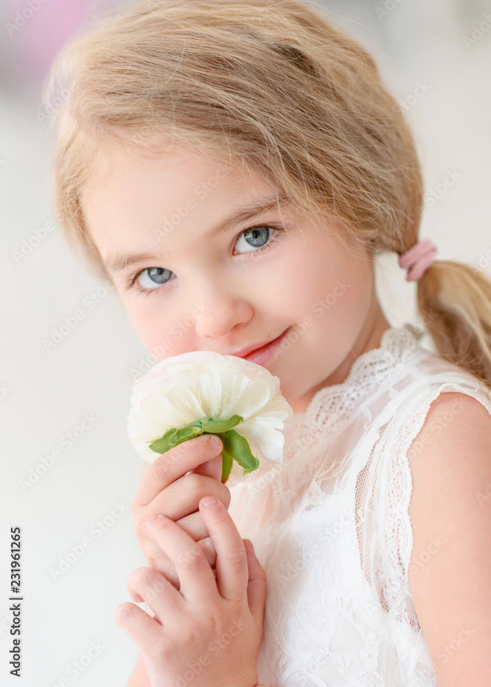 portrait of little girl outdoors in summer portrait of little girl outdoors in summer