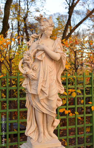 Statue of goddess Ceres in Summer Garden.