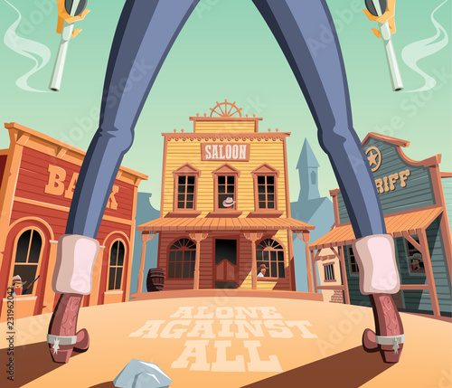 Gunfight in wild west town
