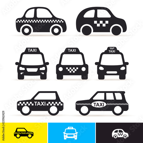 Set of taxi icon in trendy flat style. Vector illustration. Isolated on white background.