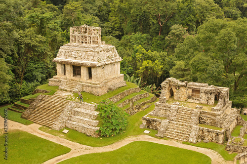 Panorama of Palenque archaeological site, a pre Columbian Maya civilization of Mesoamerica. Known as Lakamha (Big Water), Mexico. photo
